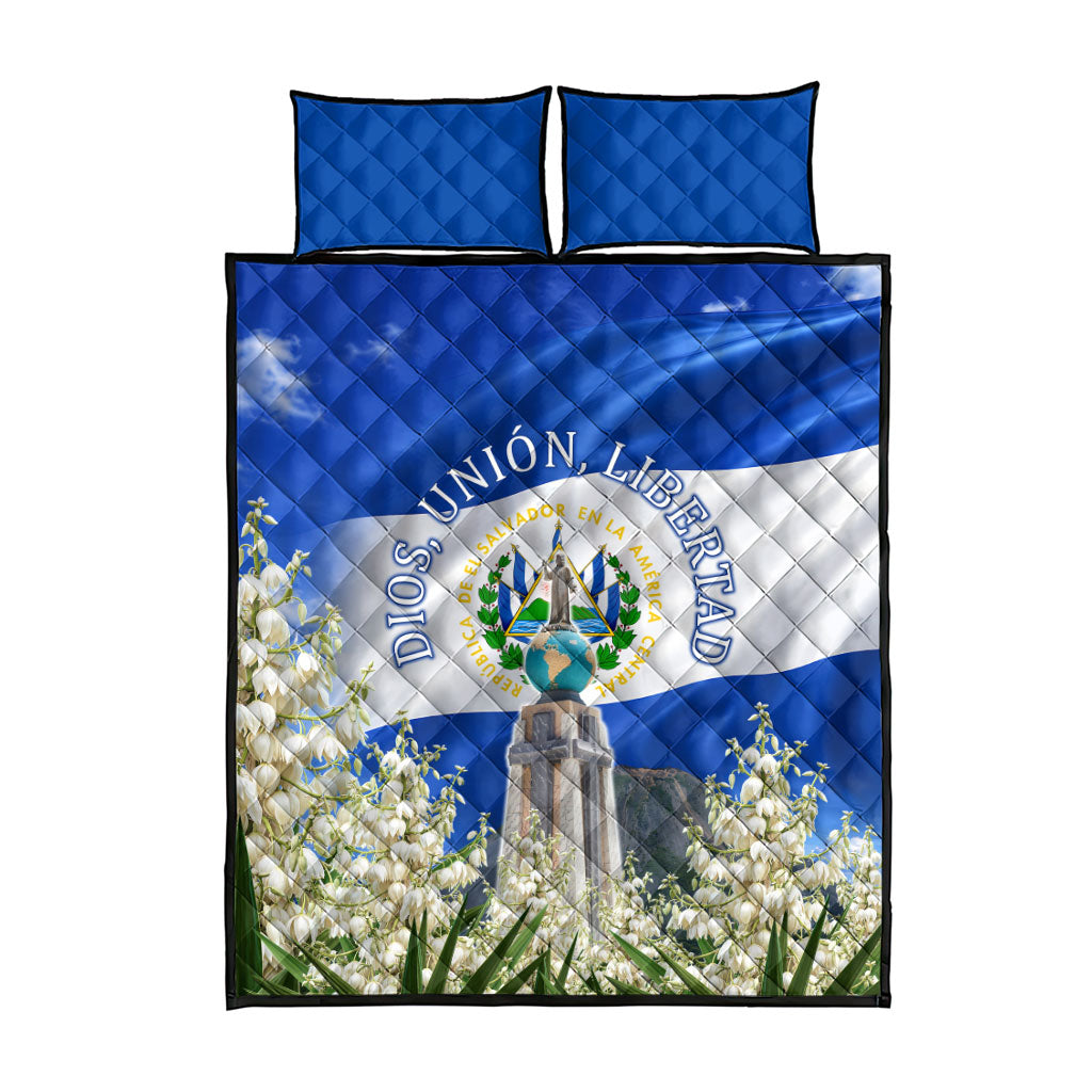 El Salvador Torogoz Bird Quilt Bed Set Divine Savior Monument Volcano Flor De Izote Art