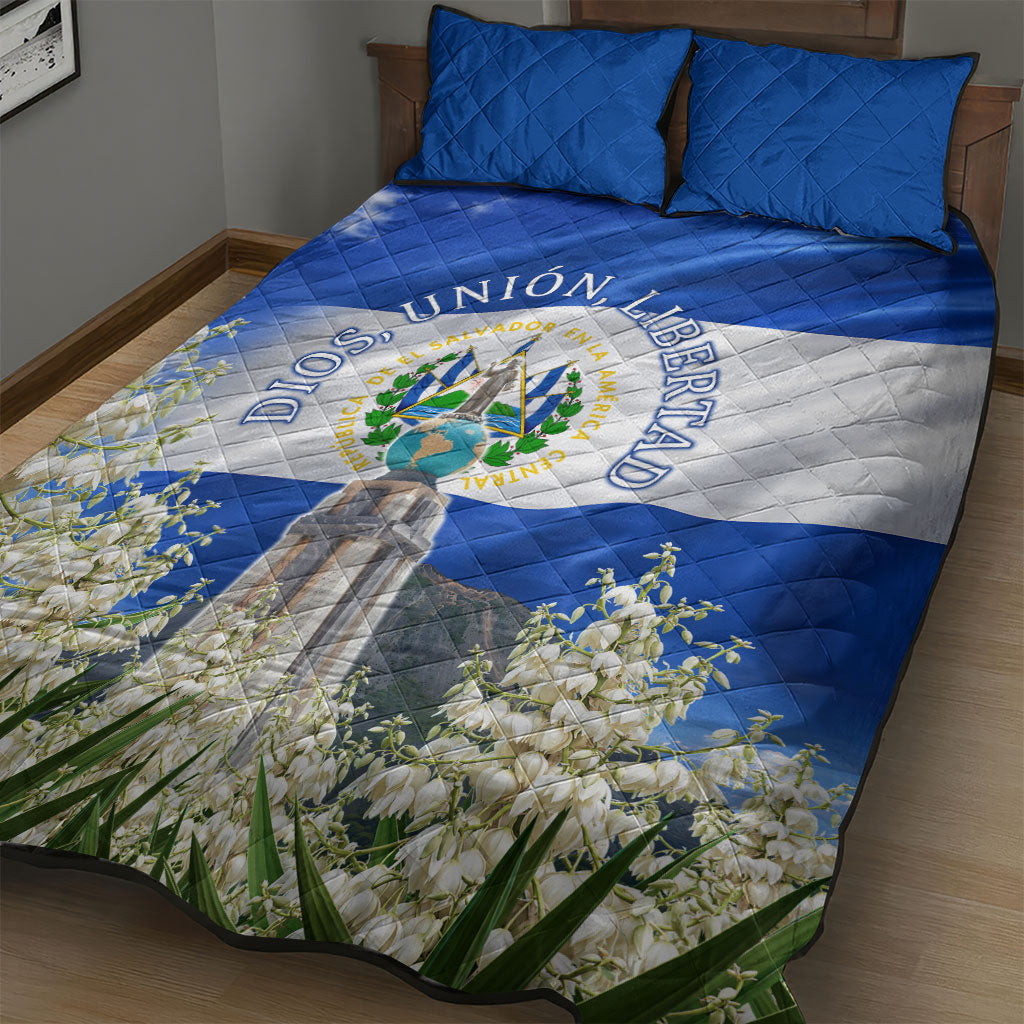 El Salvador Torogoz Bird Quilt Bed Set Divine Savior Monument Volcano Flor De Izote Art