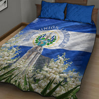 El Salvador Torogoz Bird Quilt Bed Set Divine Savior Monument Volcano Flor De Izote Art