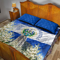 El Salvador Torogoz Bird Quilt Bed Set Divine Savior Monument Volcano Flor De Izote Art