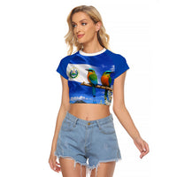 El Salvador Torogoz Bird Raglan Cropped T Shirt Divine Savior Monument Volcano Flor De Izote Art