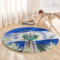 El Salvador Torogoz Bird Round Carpet Divine Savior Monument Volcano Flor De Izote Art