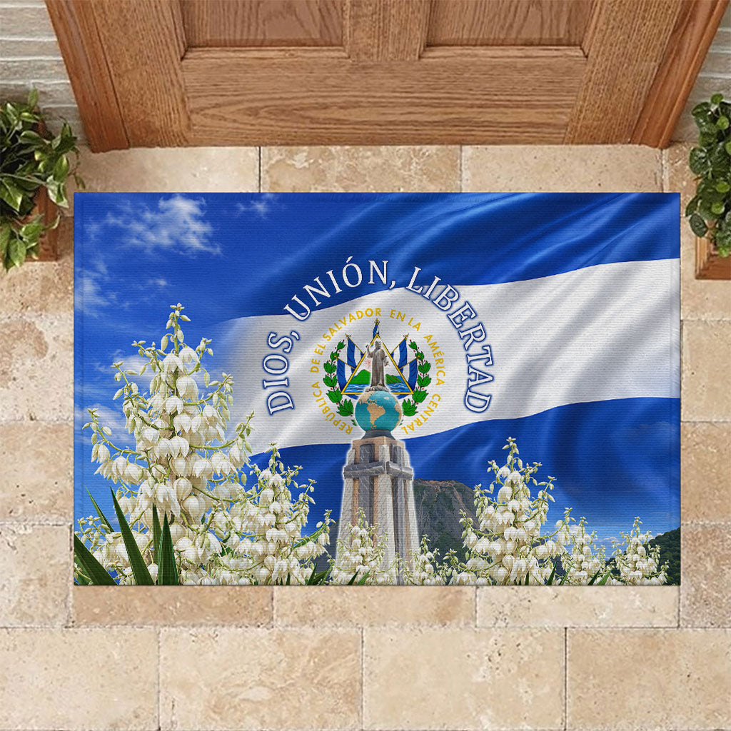 El Salvador Torogoz Bird Rubber Doormat Divine Savior Monument Volcano Flor De Izote Art