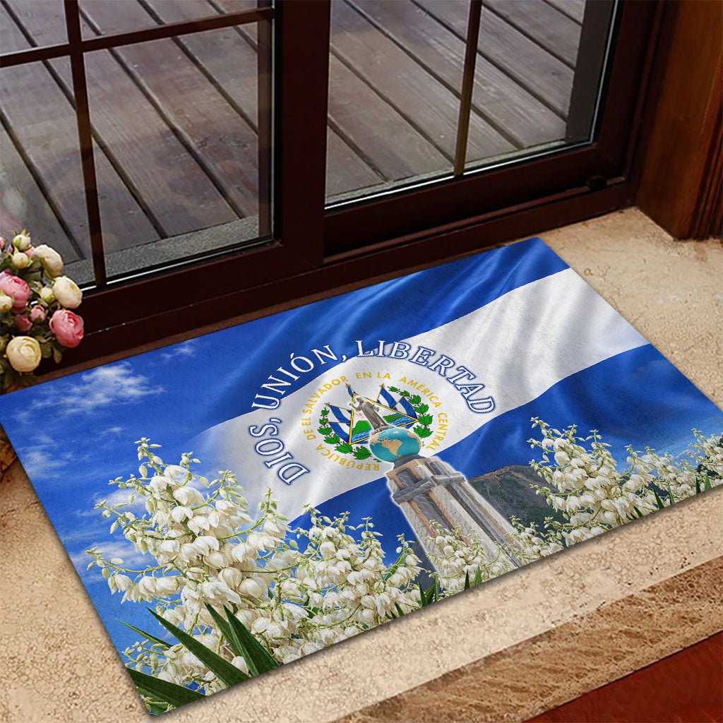 El Salvador Torogoz Bird Rubber Doormat Divine Savior Monument Volcano Flor De Izote Art