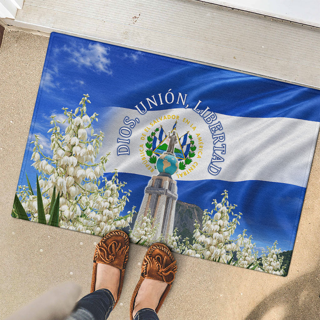 El Salvador Torogoz Bird Rubber Doormat Divine Savior Monument Volcano Flor De Izote Art