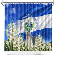 El Salvador Torogoz Bird Shower Curtain Divine Savior Monument Volcano Flor De Izote Art