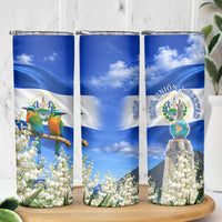 El Salvador Torogoz Bird Skinny Tumbler Divine Savior Monument Volcano Flor De Izote Art