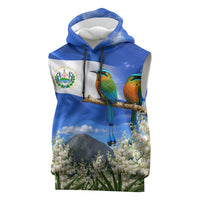 El Salvador Torogoz Bird Sleeveless Hoodie Divine Savior Monument Volcano Flor De Izote Art