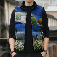 El Salvador Torogoz Bird Sleeveless Puffer Jacket Divine Savior Monument Volcano Flor De Izote Art