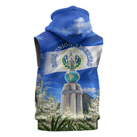 El Salvador Torogoz Bird Sleeveless Zip Hoodie Divine Savior Monument Volcano Flor De Izote Art