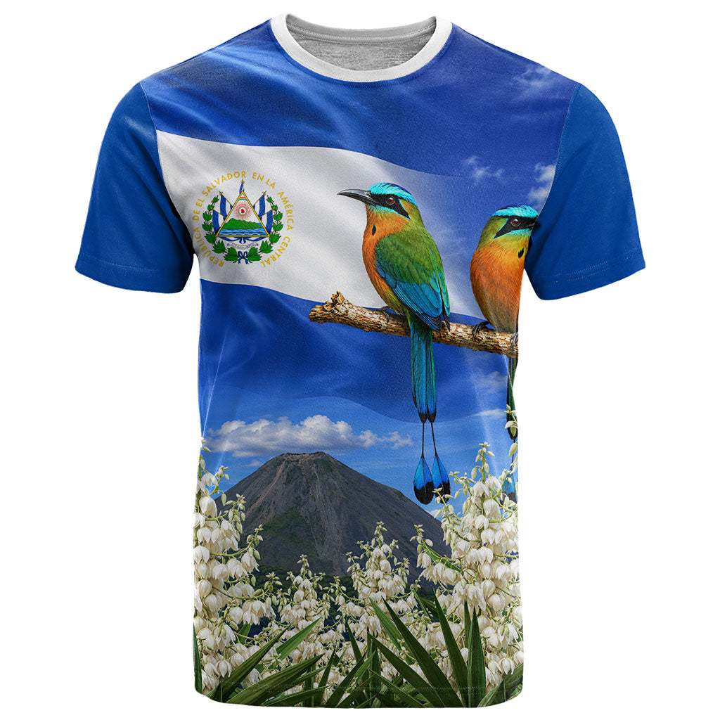 El Salvador Torogoz Bird T Shirt Divine Savior Monument Volcano Flor De Izote Art