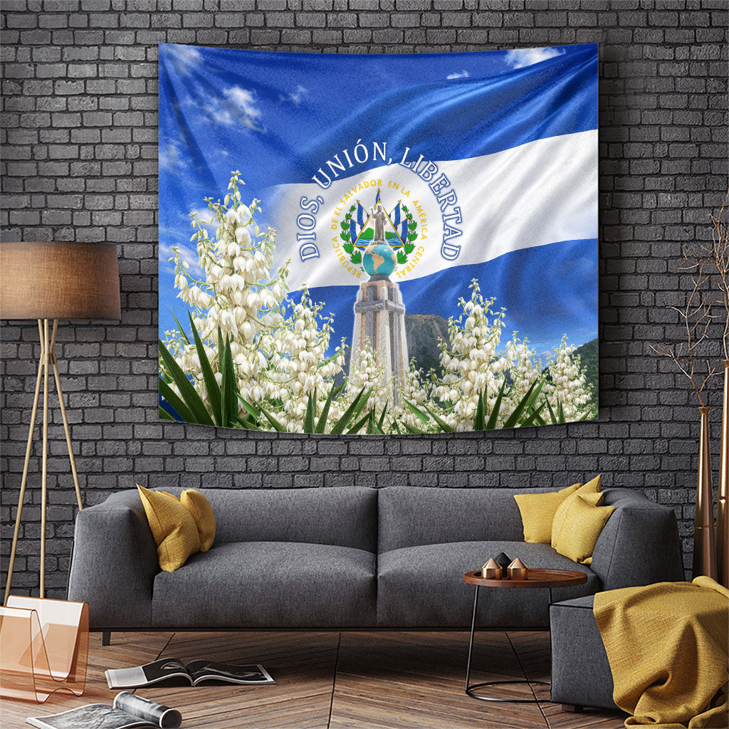 El Salvador Torogoz Bird Tapestry Divine Savior Monument Volcano Flor De Izote Art