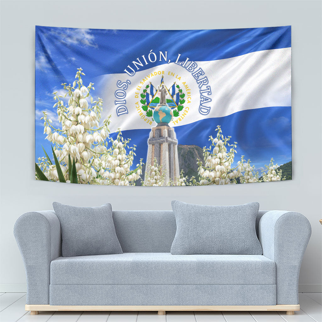 El Salvador Torogoz Bird Tapestry Divine Savior Monument Volcano Flor De Izote Art
