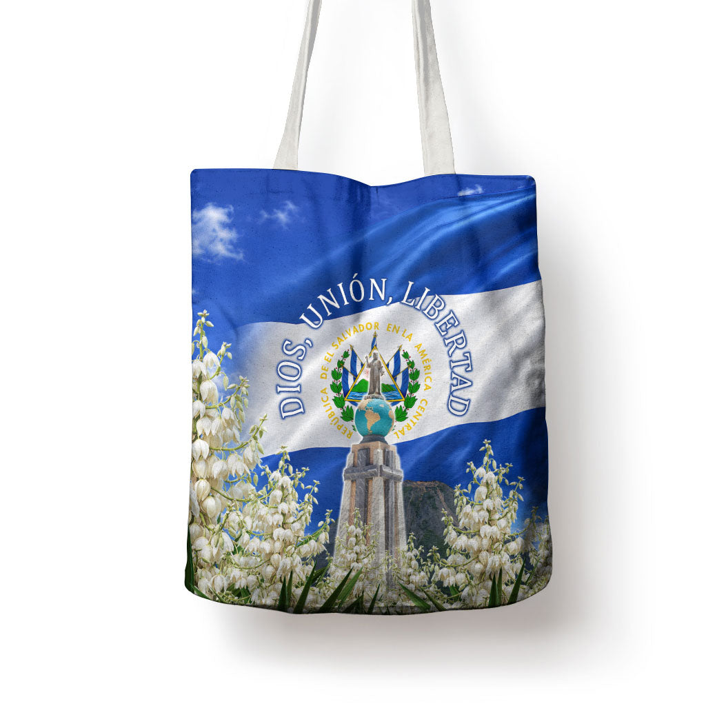 El Salvador Torogoz Bird Tote Bag Divine Savior Monument Volcano Flor De Izote Art
