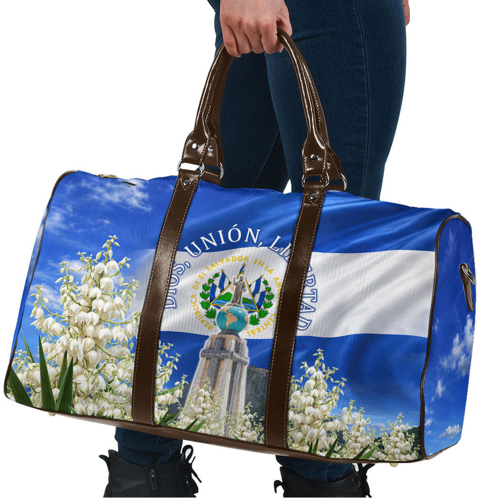 El Salvador Torogoz Bird Travel Bag Divine Savior Monument Volcano Flor De Izote Art