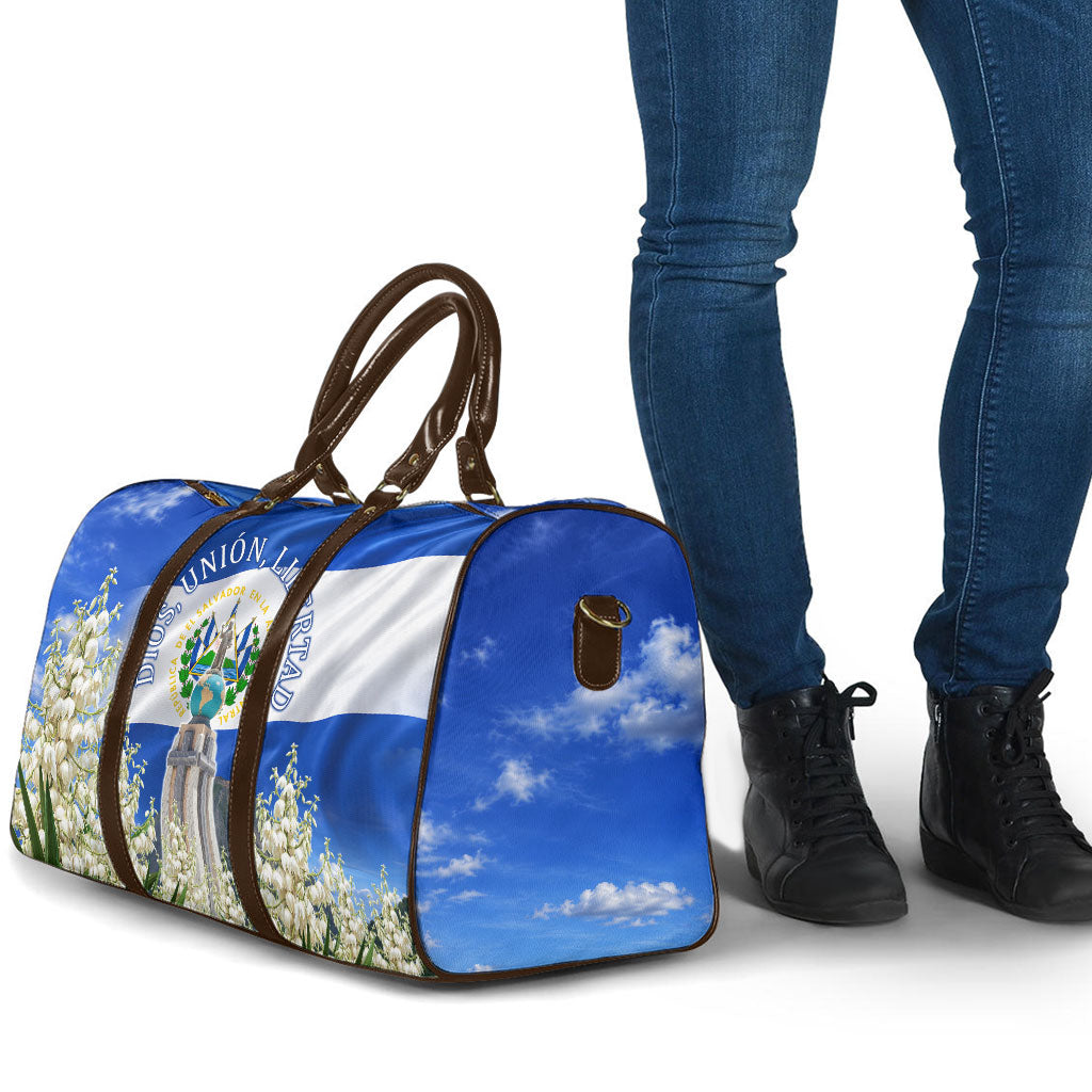 El Salvador Torogoz Bird Travel Bag Divine Savior Monument Volcano Flor De Izote Art