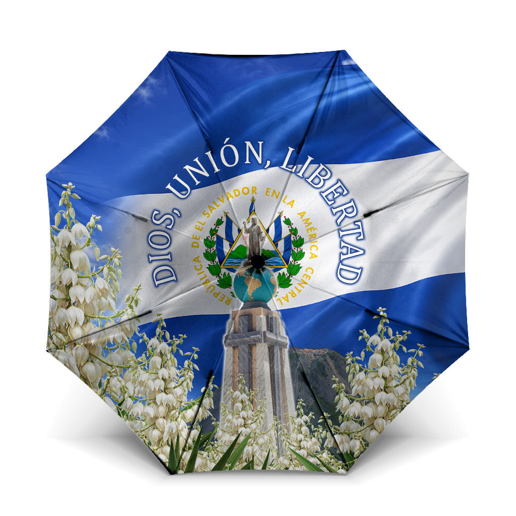 El Salvador Torogoz Bird Umbrella Divine Savior Monument Volcano Flor De Izote Art