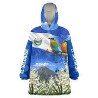 El Salvador Torogoz Bird Wearable Blanket Hoodie Divine Savior Monument Volcano Flor De Izote Art