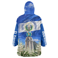 El Salvador Torogoz Bird Wearable Blanket Hoodie Divine Savior Monument Volcano Flor De Izote Art