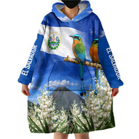 El Salvador Torogoz Bird Wearable Blanket Hoodie Divine Savior Monument Volcano Flor De Izote Art