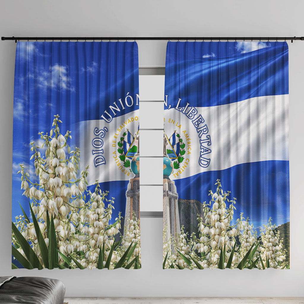 El Salvador Torogoz Bird Window Curtain Divine Savior Monument Volcano Flor De Izote Art