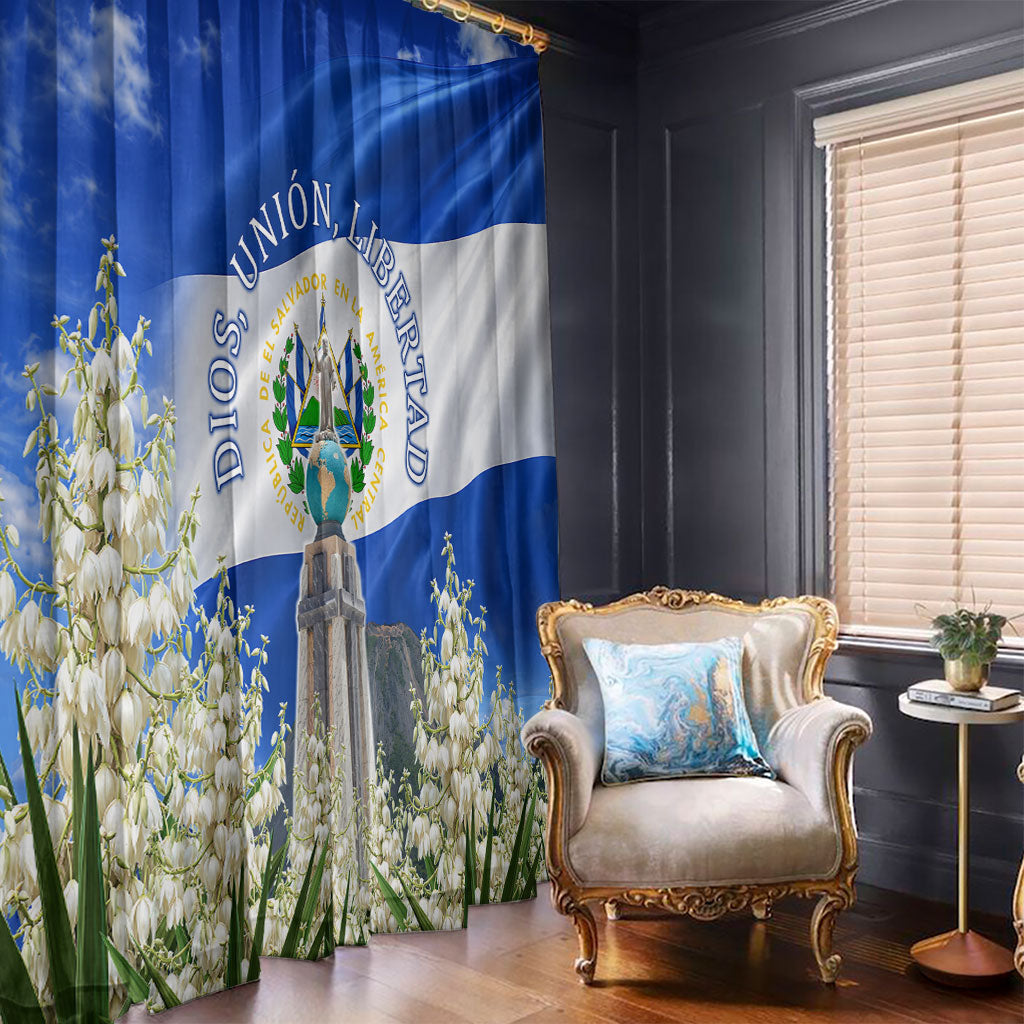 El Salvador Torogoz Bird Window Curtain Divine Savior Monument Volcano Flor De Izote Art
