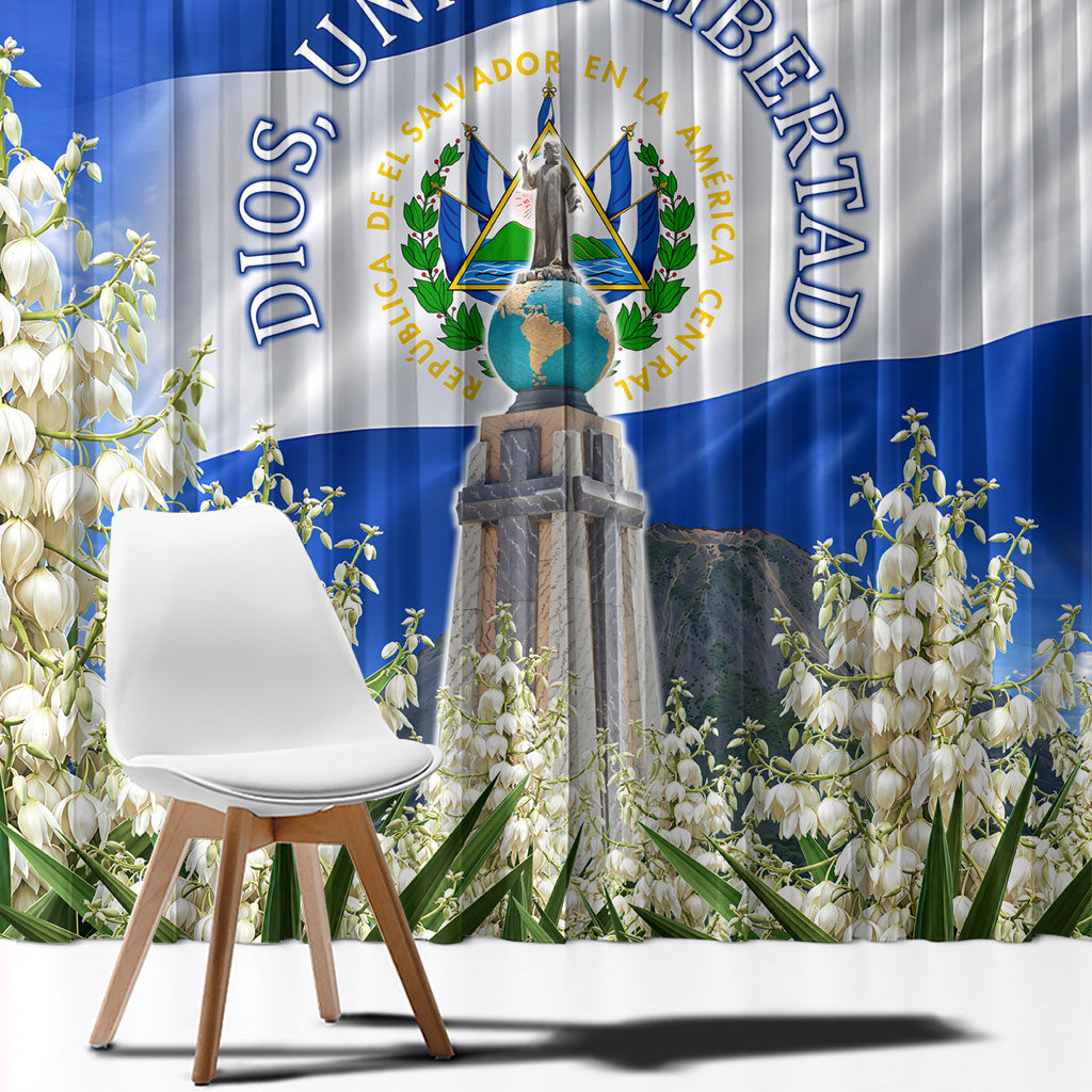 El Salvador Torogoz Bird Window Curtain Divine Savior Monument Volcano Flor De Izote Art