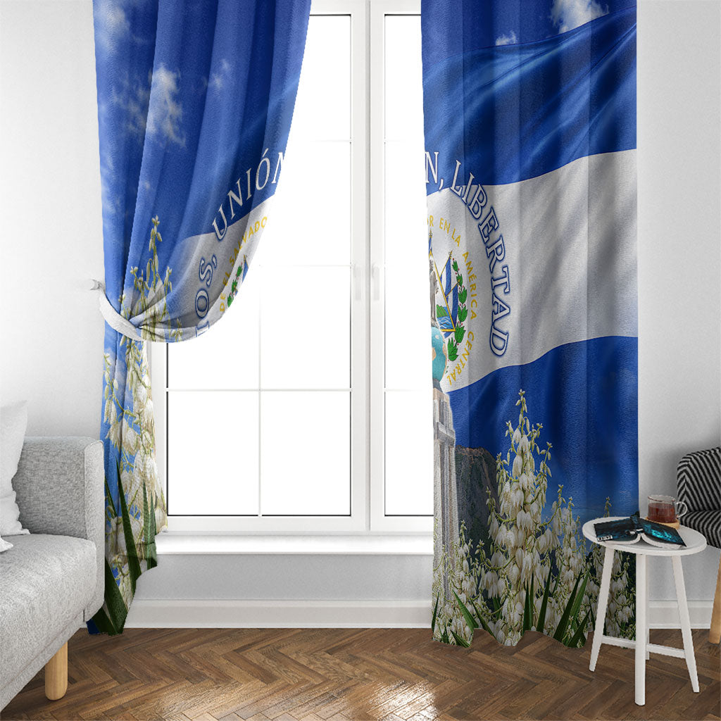 El Salvador Torogoz Bird Window Curtain Divine Savior Monument Volcano Flor De Izote Art