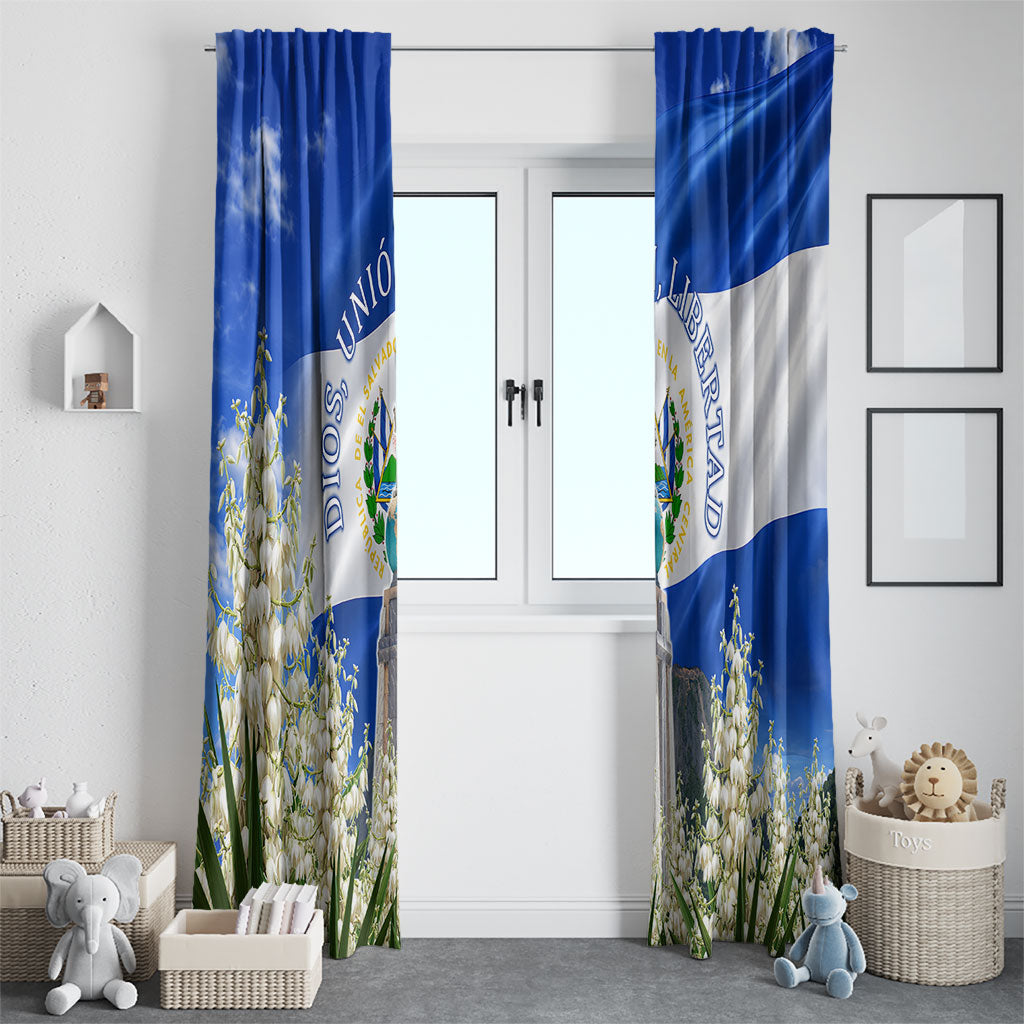 El Salvador Torogoz Bird Window Curtain Divine Savior Monument Volcano Flor De Izote Art