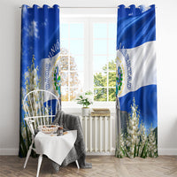 El Salvador Torogoz Bird Window Curtain Divine Savior Monument Volcano Flor De Izote Art