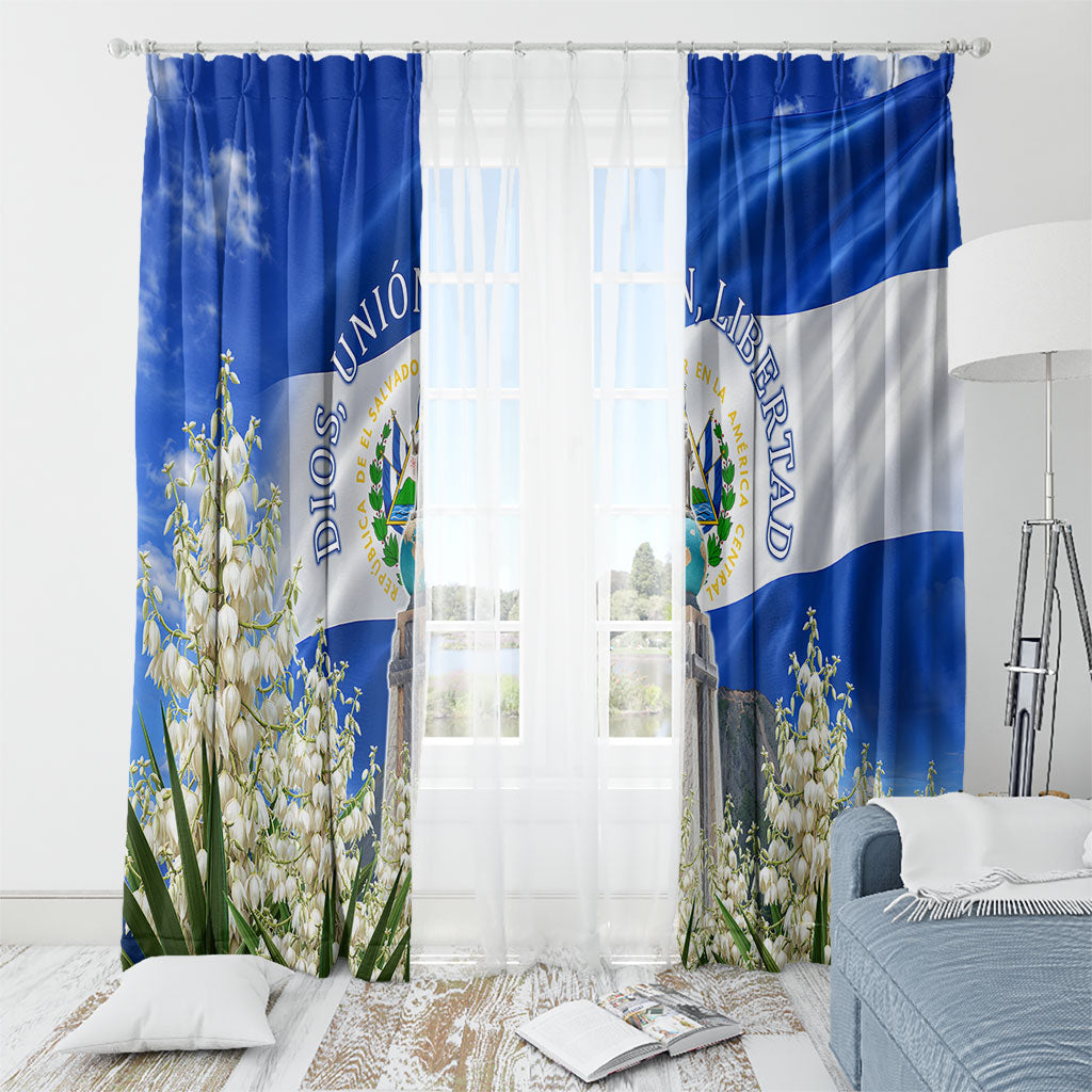 El Salvador Torogoz Bird Window Curtain Divine Savior Monument Volcano Flor De Izote Art