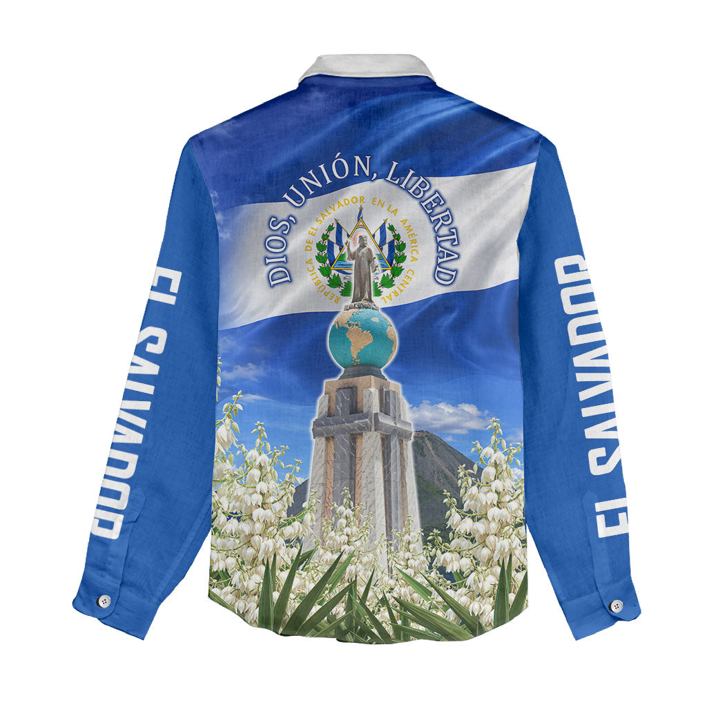 El Salvador Torogoz Bird Women Casual Shirt Divine Savior Monument Volcano Flor De Izote Art