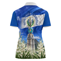 El Salvador Torogoz Bird Women Polo Shirt Divine Savior Monument Volcano Flor De Izote Art