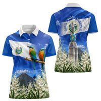 El Salvador Torogoz Bird Women Polo Shirt Divine Savior Monument Volcano Flor De Izote Art