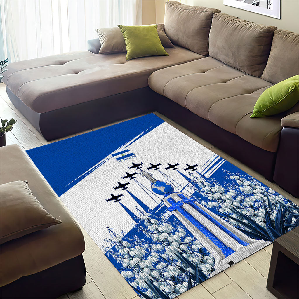 El Salvador Divine Savior Monument Area Rug Flor De Izote Coat Of Arms Fighter Jets Art