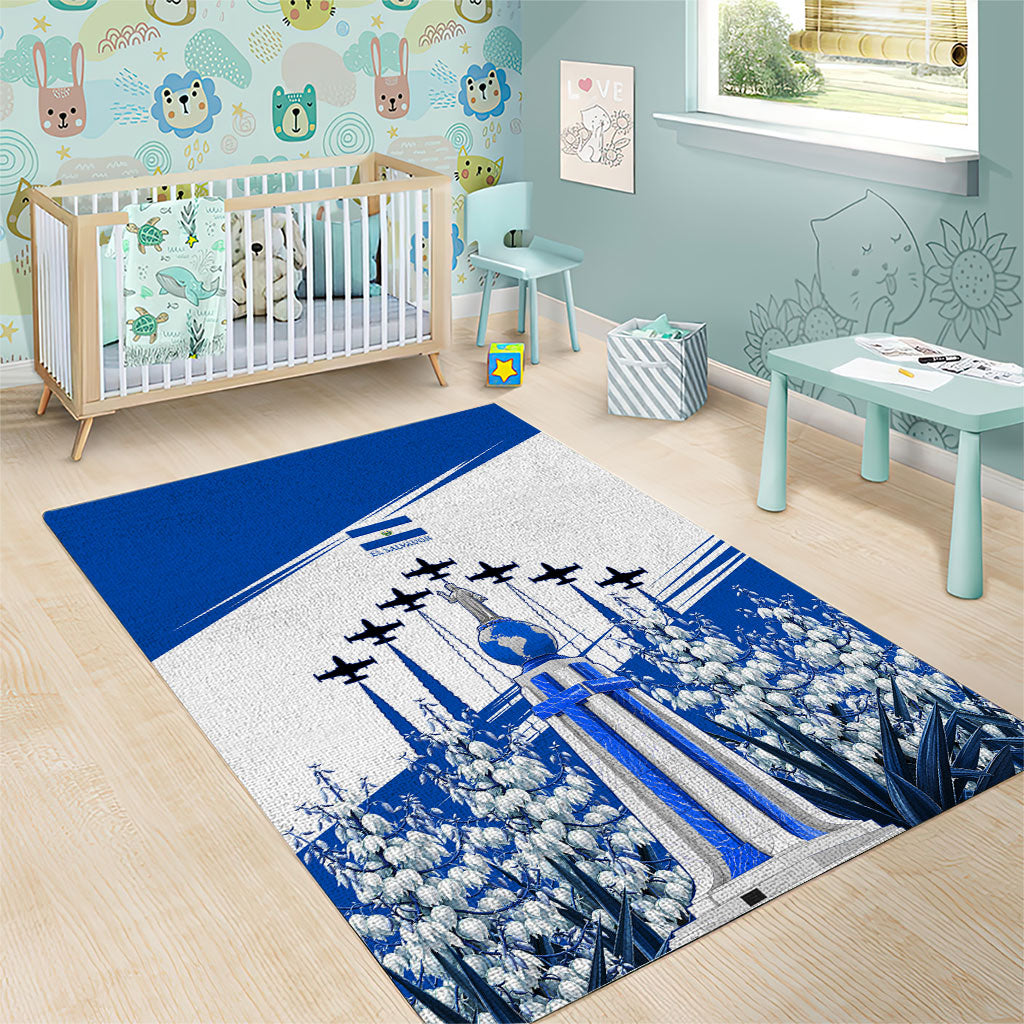 El Salvador Divine Savior Monument Area Rug Flor De Izote Coat Of Arms Fighter Jets Art