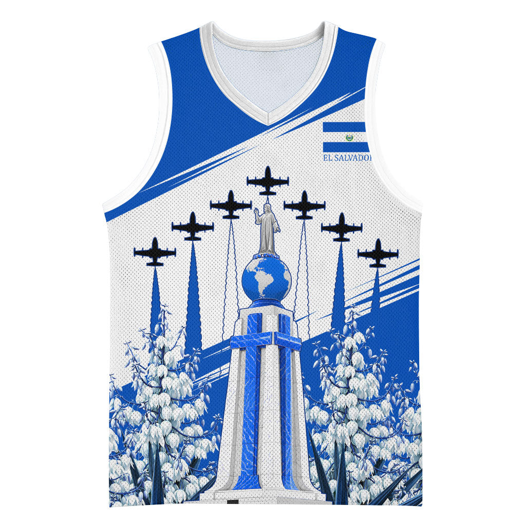 El Salvador Divine Savior Monument Basketball Jersey Flor De Izote Coat Of Arms Fighter Jets Art