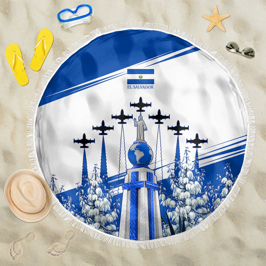 El Salvador Divine Savior Monument Beach Blanket Flor De Izote Coat Of Arms Fighter Jets Art