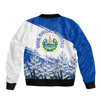 El Salvador Divine Savior Monument Bomber Jacket Flor De Izote Coat Of Arms Fighter Jets Art