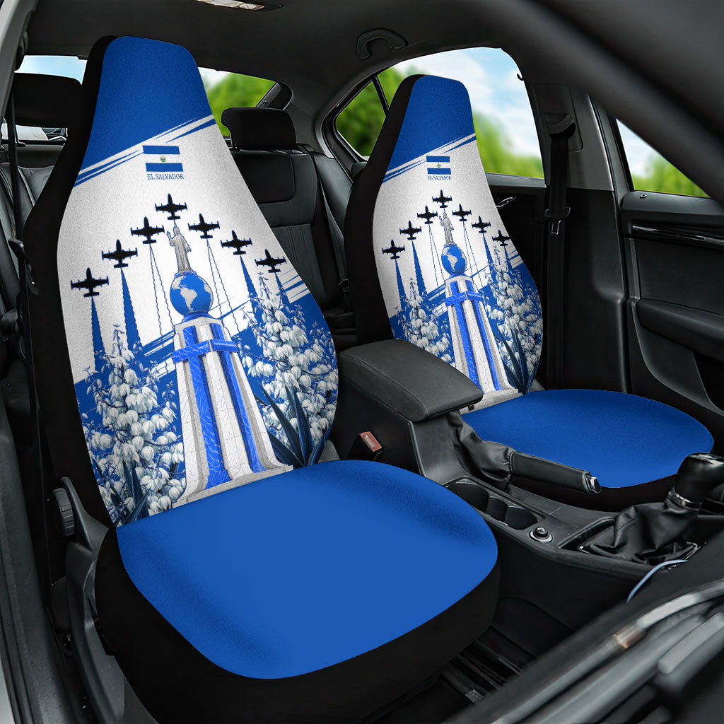 El Salvador Divine Savior Monument Car Seat Cover Flor De Izote Coat Of Arms Fighter Jets Art