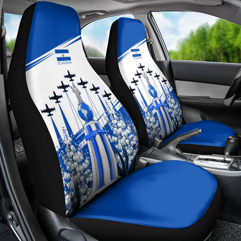 El Salvador Divine Savior Monument Car Seat Cover Flor De Izote Coat Of Arms Fighter Jets Art
