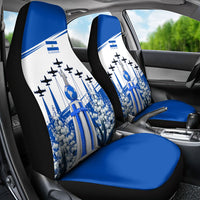 El Salvador Divine Savior Monument Car Seat Cover Flor De Izote Coat Of Arms Fighter Jets Art