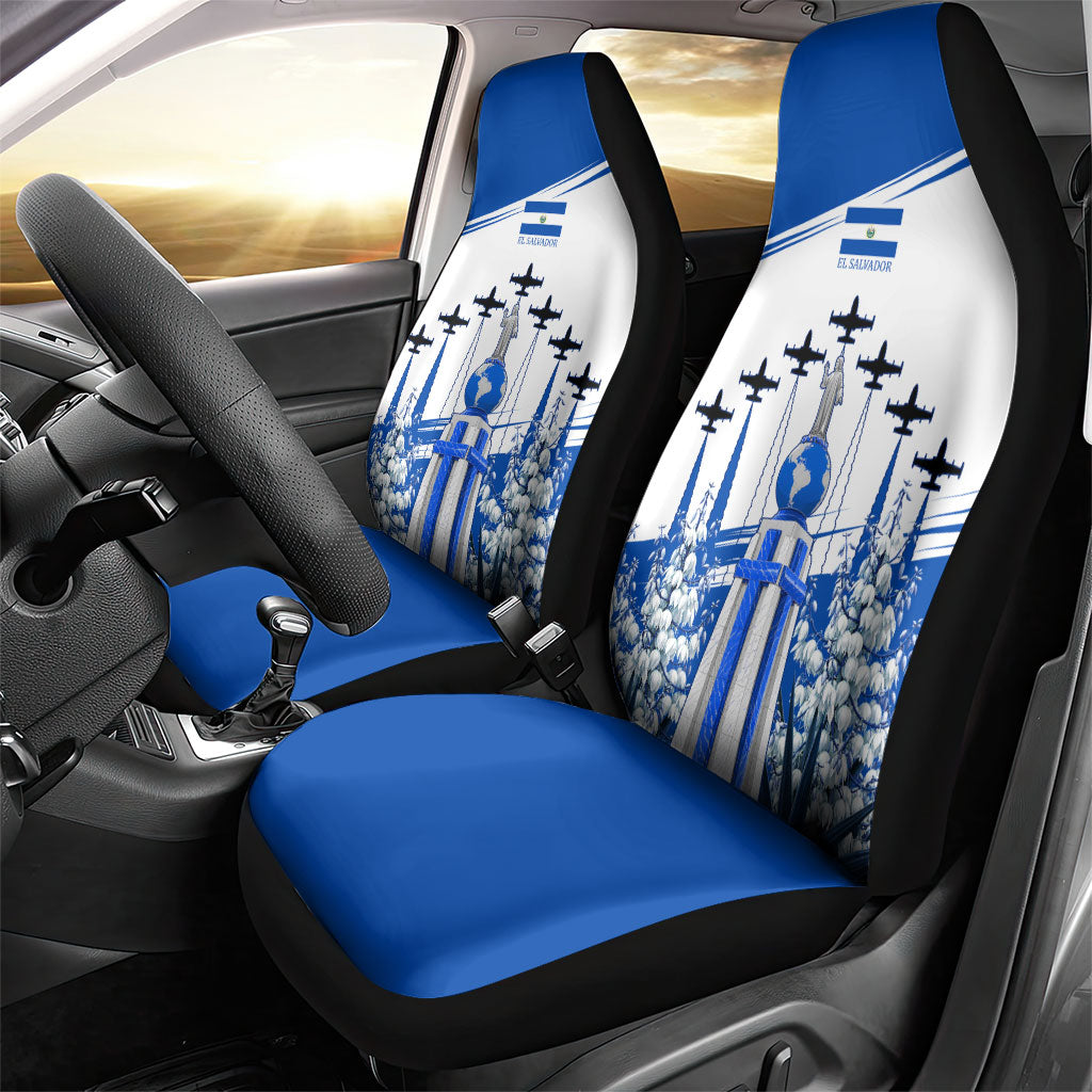 El Salvador Divine Savior Monument Car Seat Cover Flor De Izote Coat Of Arms Fighter Jets Art