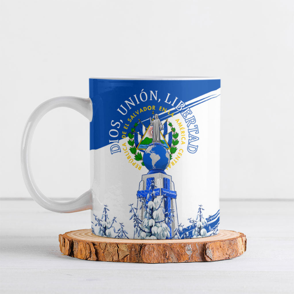 El Salvador Divine Savior Monument Ceramic Mug Flor De Izote Coat Of Arms Fighter Jets Art