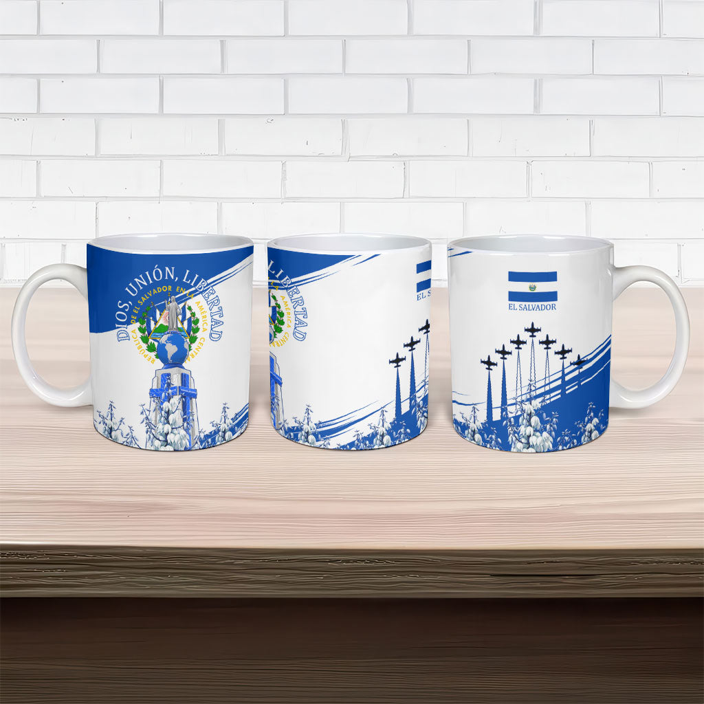 El Salvador Divine Savior Monument Ceramic Mug Flor De Izote Coat Of Arms Fighter Jets Art