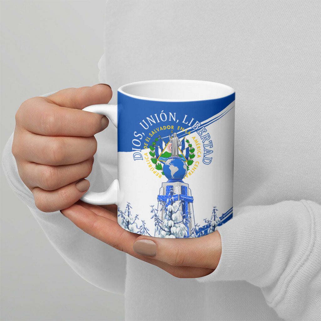 El Salvador Divine Savior Monument Ceramic Mug Flor De Izote Coat Of Arms Fighter Jets Art