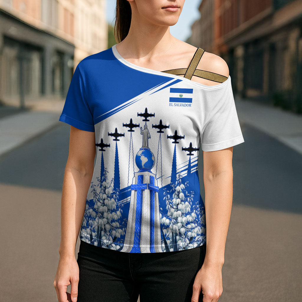 El Salvador Divine Savior Monument Cross Shoulder Shirt Flor De Izote Coat Of Arms Fighter Jets Art