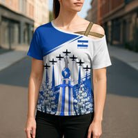 El Salvador Divine Savior Monument Cross Shoulder Shirt Flor De Izote Coat Of Arms Fighter Jets Art