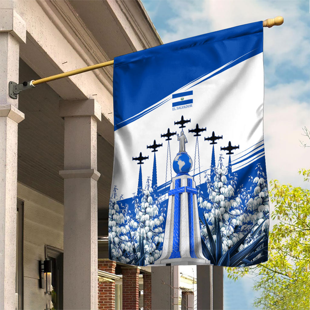 El Salvador Divine Savior Monument Garden Flag Flor De Izote Coat Of Arms Fighter Jets Art