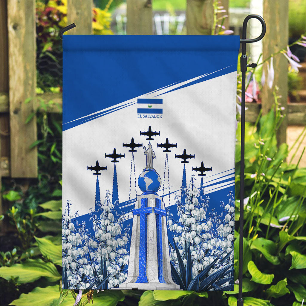 El Salvador Divine Savior Monument Garden Flag Flor De Izote Coat Of Arms Fighter Jets Art
